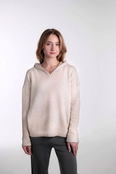 Худи с капюшоном женское HYMY. Шерсть мериноса 70%, кашемир 30%.